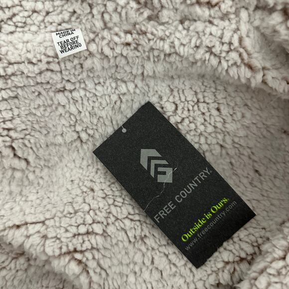 Free Country Jacket Womens 2X Tan Quilted Sherpa Fleece Lined Hooded Drawstring - Picture 6 of 7